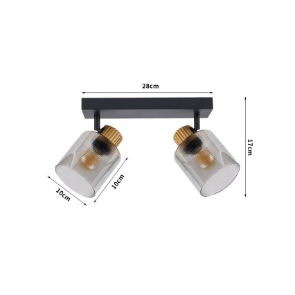 Brilagi - Точечный светильник HYGGE 2xE14/15W/230V черный/дымчатый