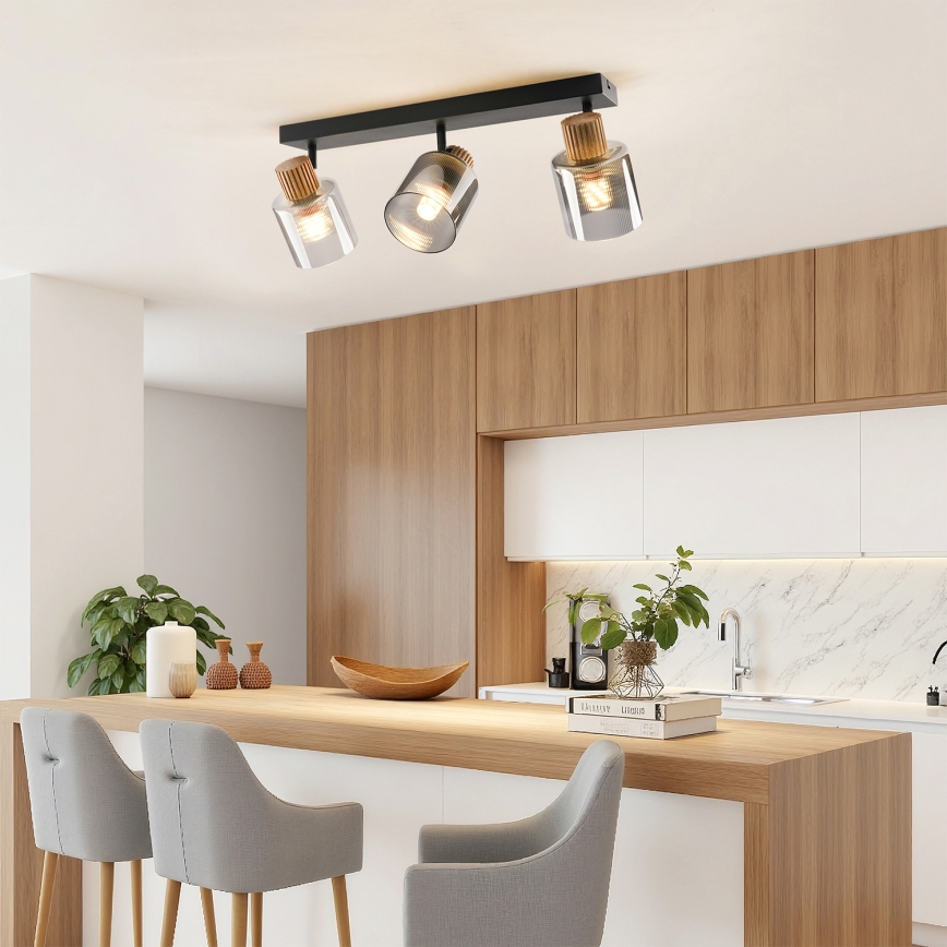 Brilagi - Точечный светильник HYGGE 3xE14/15W/230V черный/дымчатый