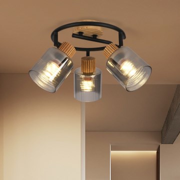 Brilagi - Точечный светильник HYGGE 3xE14/15W/230V резиновое дерево/дымчатый