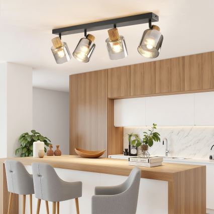 Brilagi - Точечный светильник HYGGE 4xE14/15W/230V черный/дымчатый