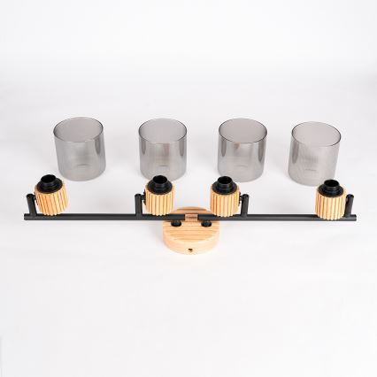 Brilagi - Точечный светильник HYGGE 4xE14/15W/230V каучуковое дерево/дымчатое