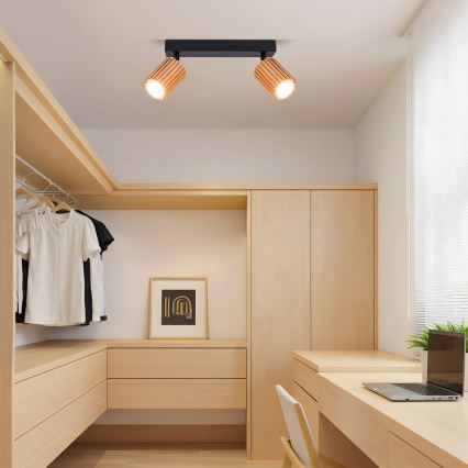 Brilagi - Точечный светильник MODERN WOOD 2xGU10/8W/230V древесина гевеи/чёрный