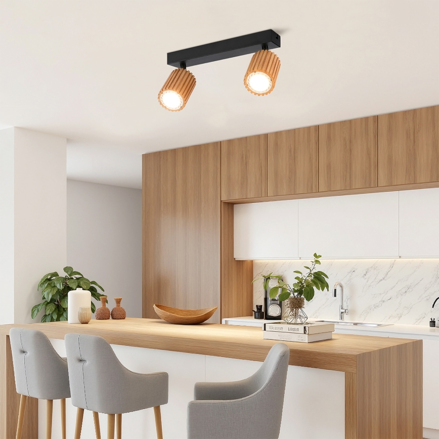 Brilagi - Точечный светильник MODERN WOOD 2xGU10/8W/230V древесина гевеи/чёрный