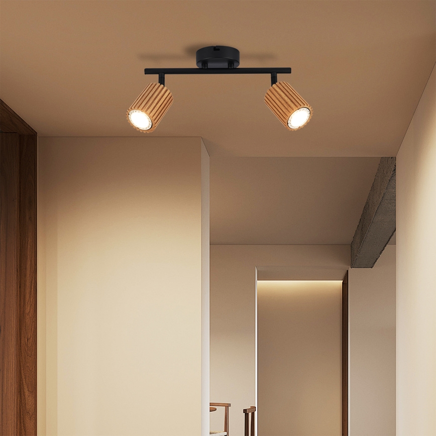 Brilagi - Точечный светильник MODERN WOOD 2xGU10/8W/230V гевея/чёрный