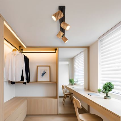 Brilagi - Точечный светильник MODERN WOOD 4xGU10/8W/230V каучуковое дерево/черный