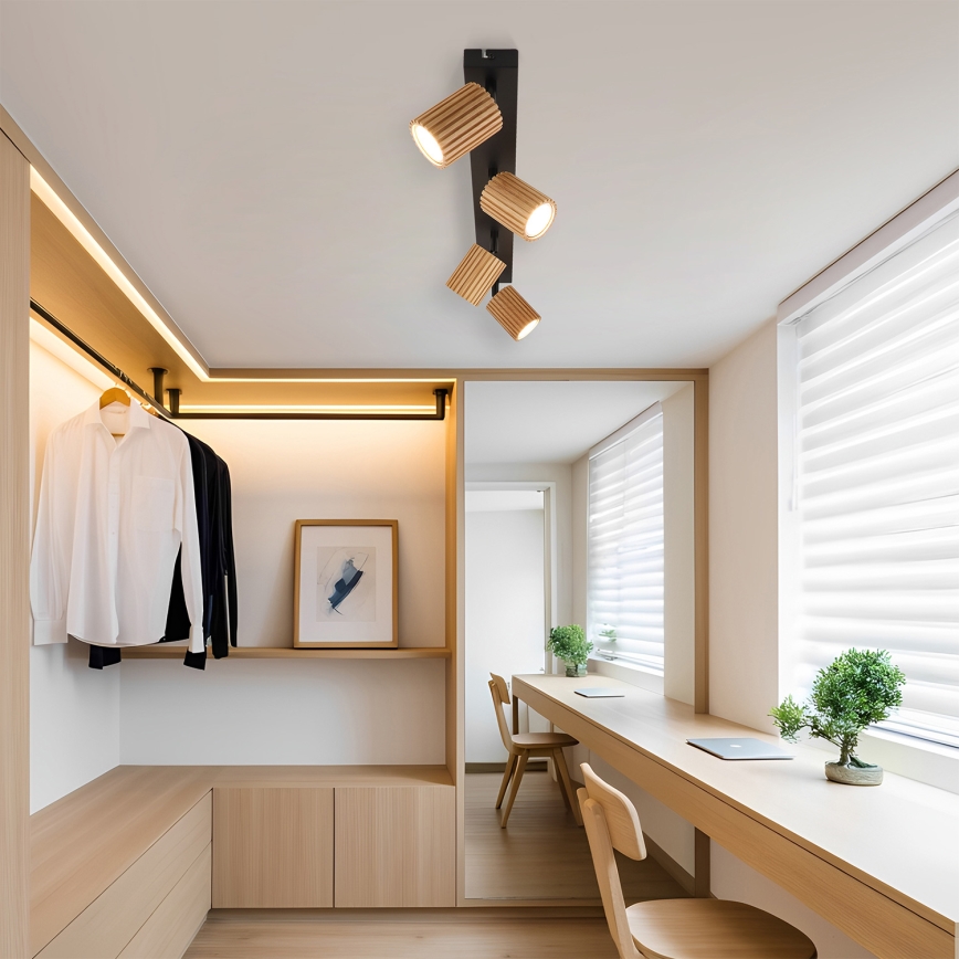 Brilagi - Точечный светильник MODERN WOOD 4xGU10/8W/230V каучуковое дерево/черный