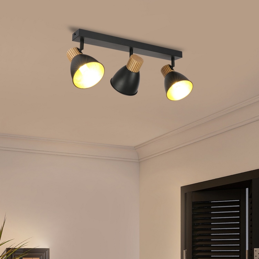 Brilagi - Точечный светильник ODENSE 3xE14/10W/230V древесина гевеи/черный