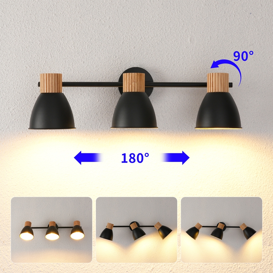 Brilagi - Точечный светильник ODENSE 3xE14/10W/230V каучуковое дерево/чёрный