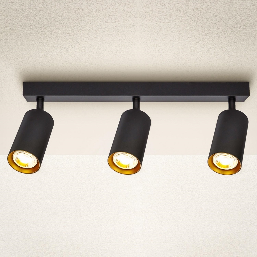 Brilagi - Точечный светильник SELE 3xGU10/30W/230V черный/золотистый