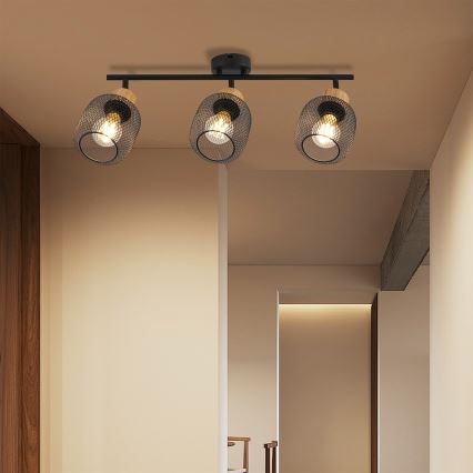 Brilagi - Точечный светильник BASKLITE 3xE27/15W/230V дерево/чёрный