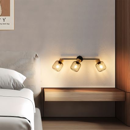 Brilagi - Точечный светильник BASKLITE 3xE27/15W/230V дерево/чёрный