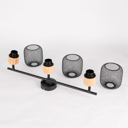 Brilagi - Точечный светильник BASKLITE 3xE27/15W/230V дерево/чёрный