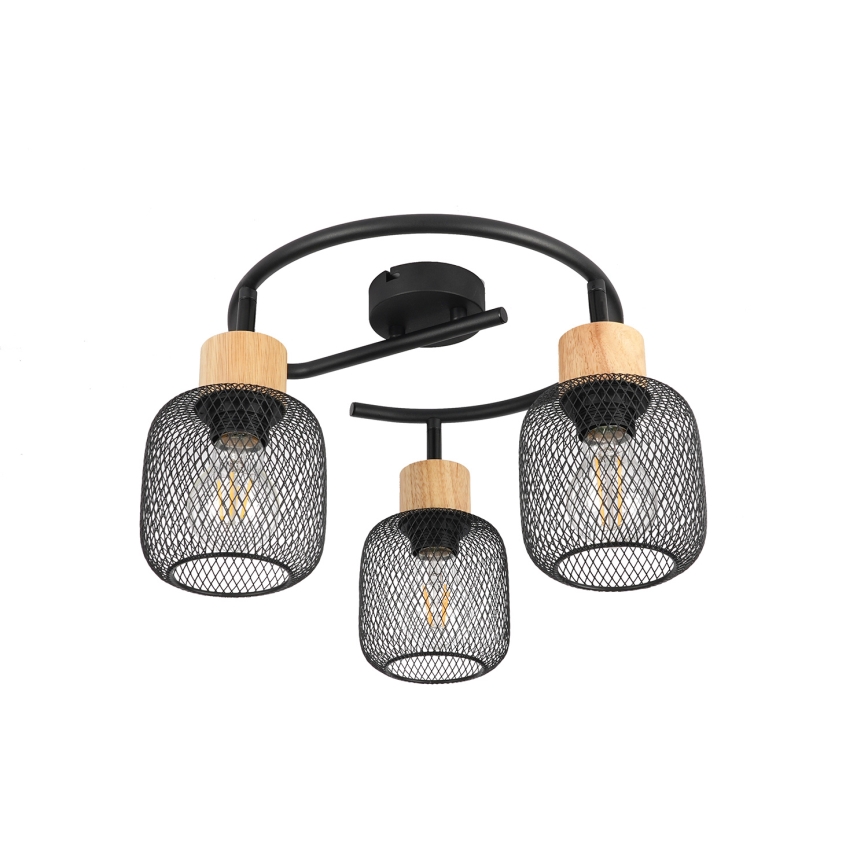 Brilagi - Точечный светильник BASKLITE 3xE27/15W/230V дерево/чёрный