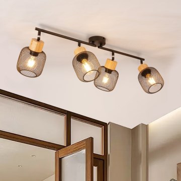 Brilagi - Точечный светильник BASKLITE 4xE27/15W/230V дерево/чёрный