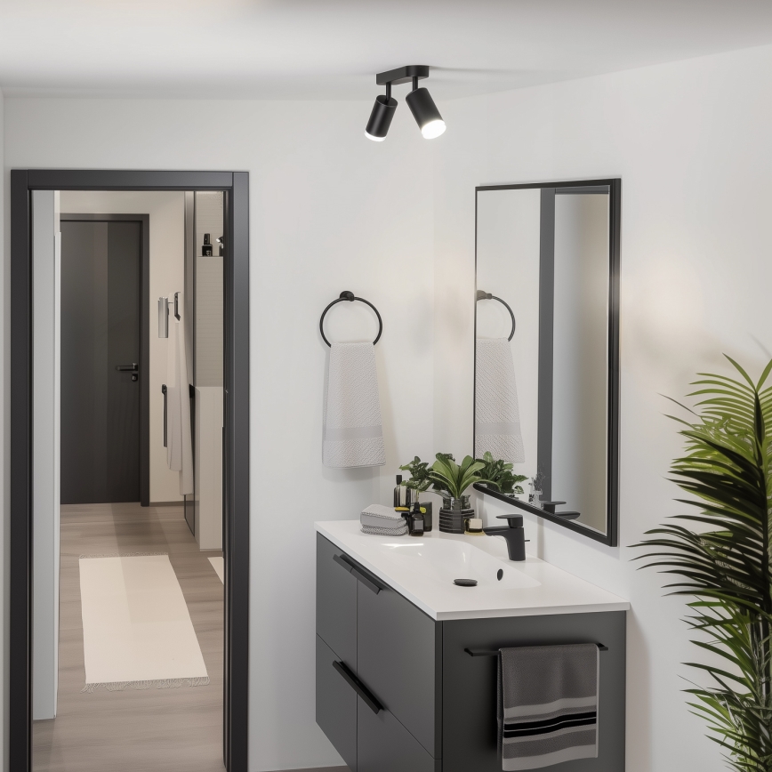 Brilagi - Точечный светильник для ванной комнаты SELE 2xGU10/30W/230V IP44 черный