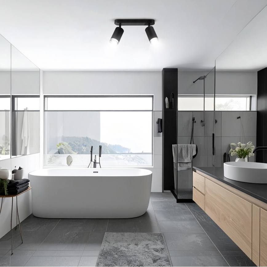 Brilagi - Точечный светильник для ванной комнаты SELE 2xGU10/30W/230V IP44 черный