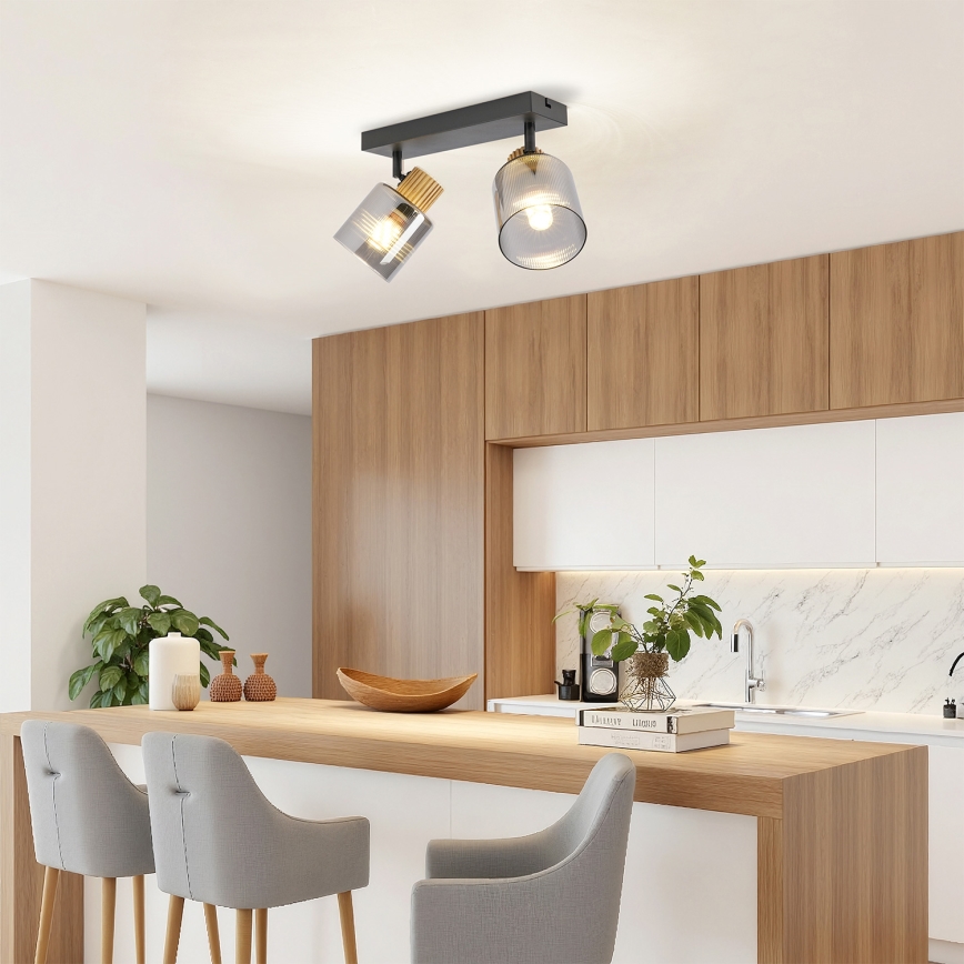 Brilagi - Точечный светильник HYGGE 2xE14/15W/230V черный/дымчатый