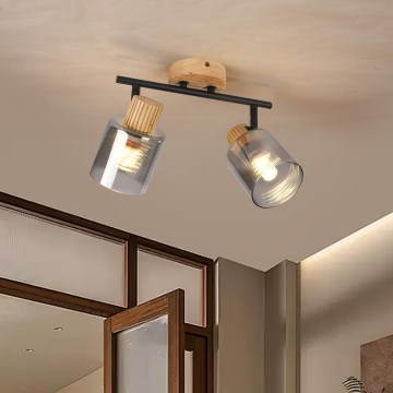 Brilagi - Точечный светильник HYGGE 2xE14/15W/230V деревянный/дымчатый