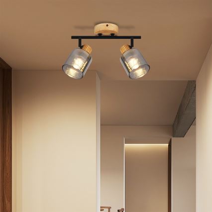 Brilagi - Точечный светильник HYGGE 2xE14/15W/230V деревянный/дымчатый