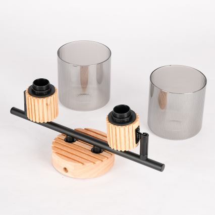 Brilagi - Точечный светильник HYGGE 2xE14/15W/230V деревянный/дымчатый