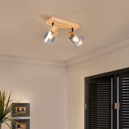 Brilagi - Точечный светильник HYGGE 2xE14/15W/230V дерево/дымчатый