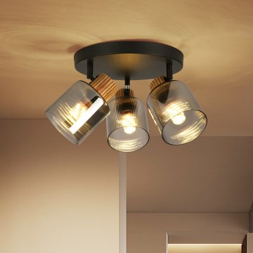 Brilagi - Точечный светильник HYGGE 3xE14/15W/230V чёрный/дымчатый