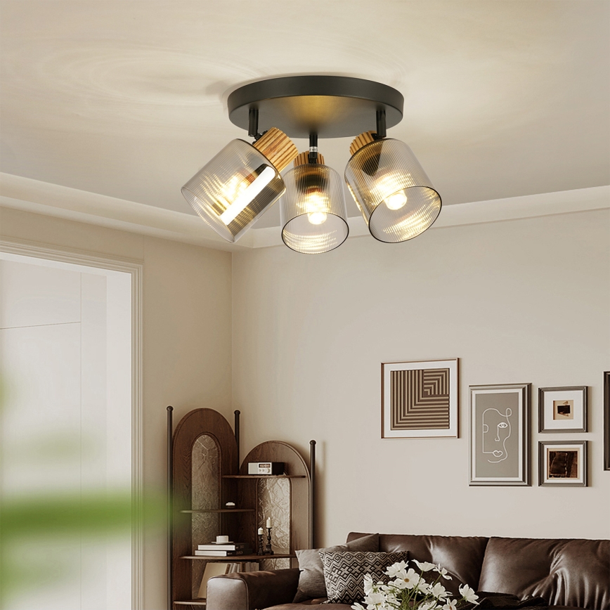 Brilagi - Точечный светильник HYGGE 3xE14/15W/230V черный/дымчатый