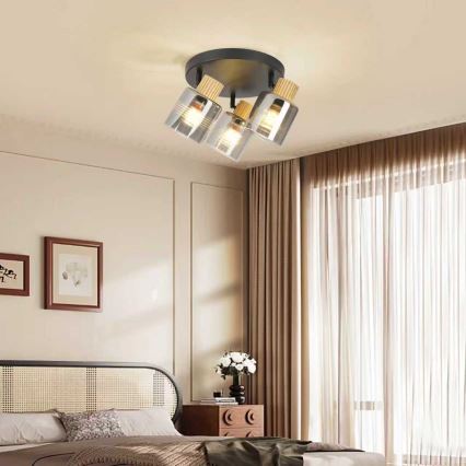 Brilagi - Точечный светильник HYGGE 3xE14/15W/230V черный/дымчатый