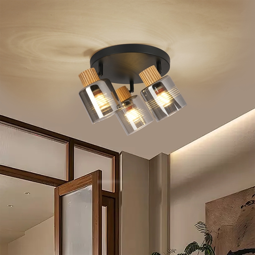 Brilagi - Точечный светильник HYGGE 3xE14/15W/230V черный/дымчатый