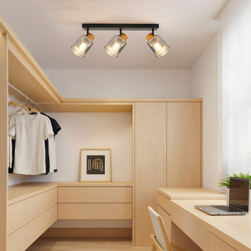 Brilagi - Точечный светильник HYGGE 3xE14/15W/230V черный/дымчатый