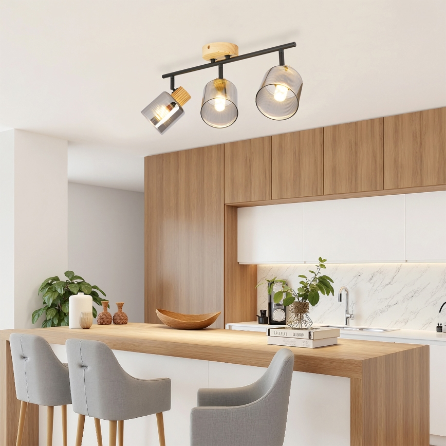 Brilagi - Точечный светильник HYGGE 3xE14/15W/230V черный/дымчатый