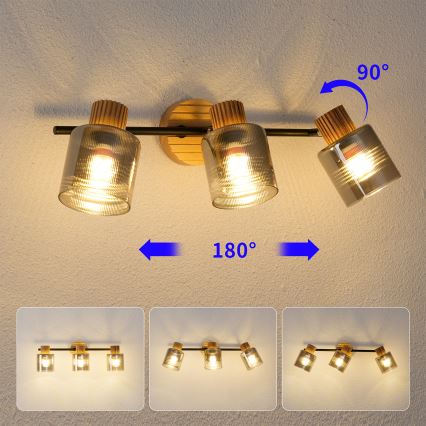 Brilagi - Точечный светильник HYGGE 3xE14/15W/230V дерево/дымчатый