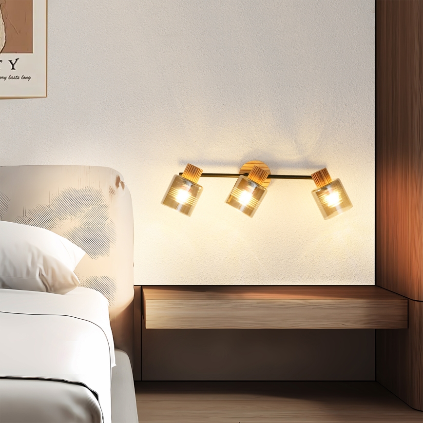 Brilagi - Точечный светильник HYGGE 3xE14/15W/230V дерево/дымчатый