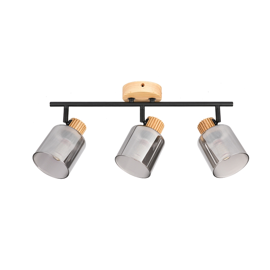 Brilagi - Точечный светильник HYGGE 3xE14/15W/230V дерево/дымчатый