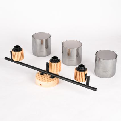 Brilagi - Точечный светильник HYGGE 3xE14/15W/230V дерево/дымчатый