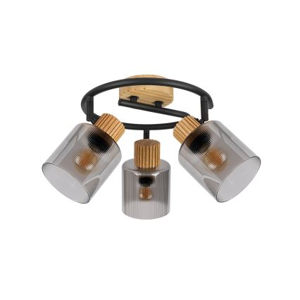 Brilagi - Точечный светильник HYGGE 3xE14/15W/230V дерево/дымчатый