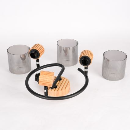 Brilagi - Точечный светильник HYGGE 3xE14/15W/230V дерево/дымчатый