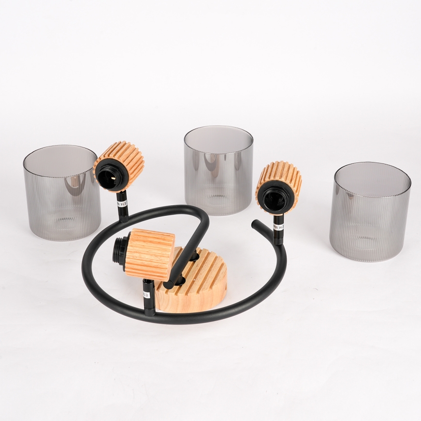 Brilagi - Точечный светильник HYGGE 3xE14/15W/230V дерево/дымчатый