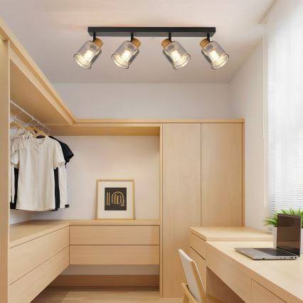 Brilagi - Точечный светильник HYGGE 4xE14/15W/230V черный/дымчатый