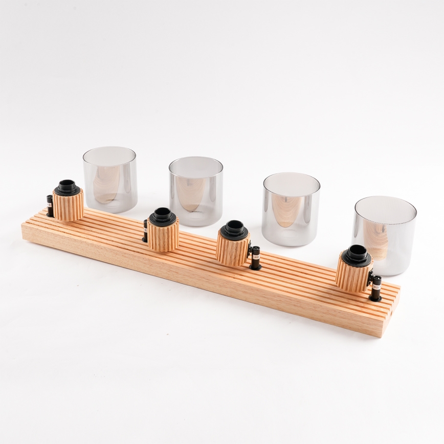 Brilagi - Точечный светильник HYGGE 4xE14/15W/230V, деревянный/дымчатый