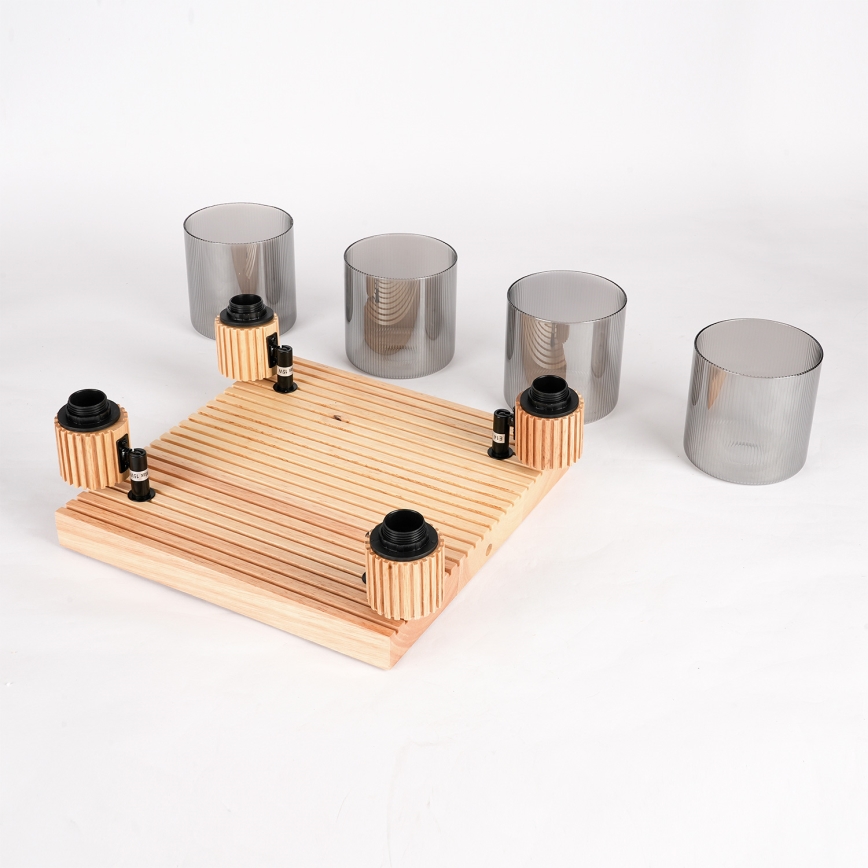 Brilagi - Точечный светильник HYGGE 4xE14/15W/230V дерево/дымчатый