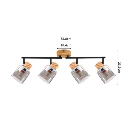 Brilagi - Точечный светильник HYGGE 4xE14/15W/230V каучуковое дерево/дымчатое