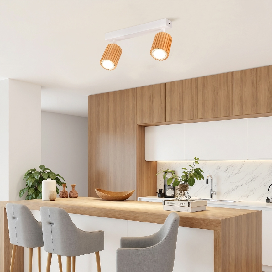 Brilagi - Точечный светильник MODERN WOOD 2xGU10/8W/230V дерево/белый