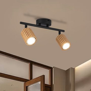 Brilagi - Точечный светильник MODERN WOOD 2xGU10/8W/230V дерево/чёрный
