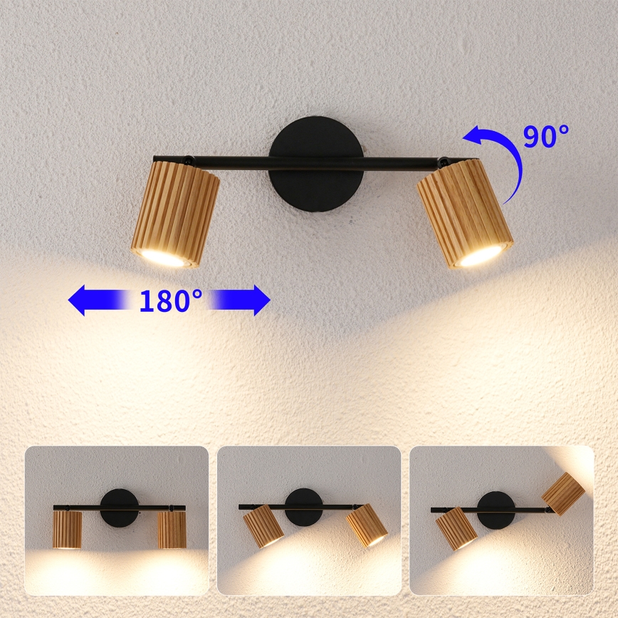 Brilagi - Точечный светильник MODERN WOOD 2xGU10/8W/230V дерево/чёрный