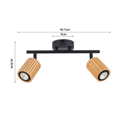 Brilagi - Точечный светильник MODERN WOOD 2xGU10/8W/230V дерево/чёрный