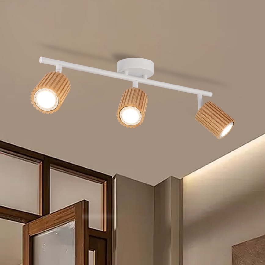 Brilagi - Точечный светильник MODERN WOOD 3xGU10/8W/230V дерево/белый