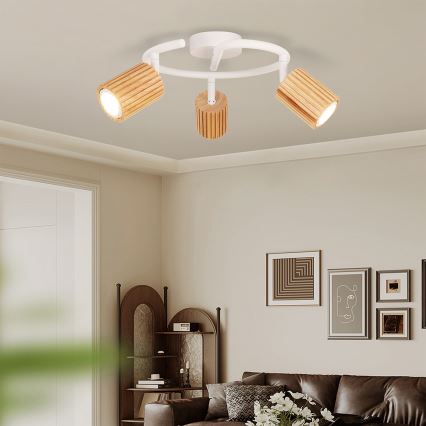 Brilagi - Точечный светильник MODERN WOOD 3xGU10/8W/230V дерево/белый