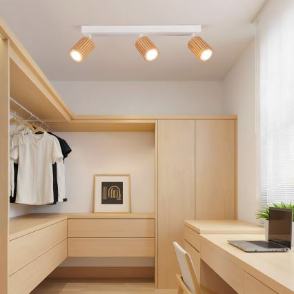 Brilagi - Точечный светильник MODERN WOOD 3xGU10/8W/230V дерево/белый