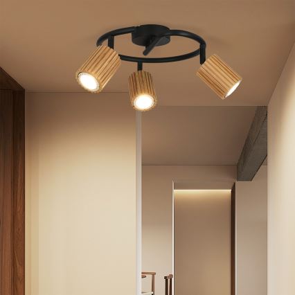Brilagi - Точечный светильник MODERN WOOD 3xGU10/8W/230V дерево/чёрный